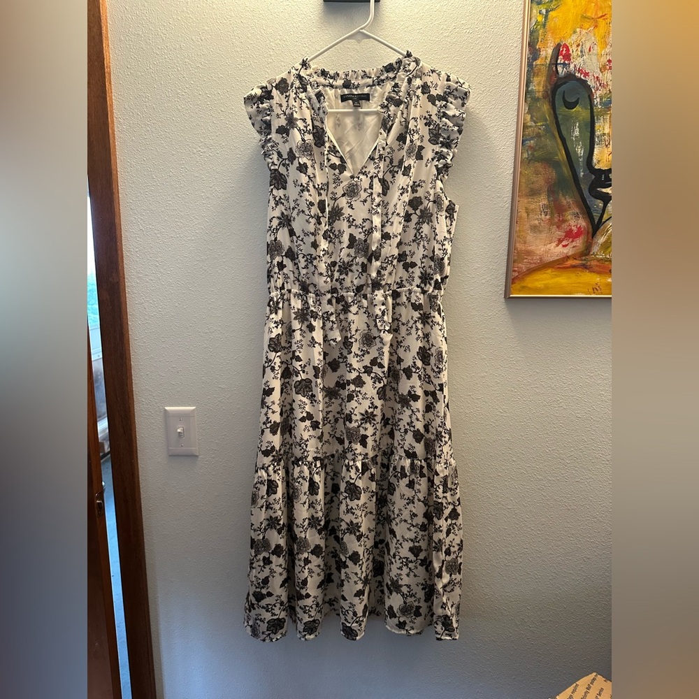 Floral Black and White Women's Dress